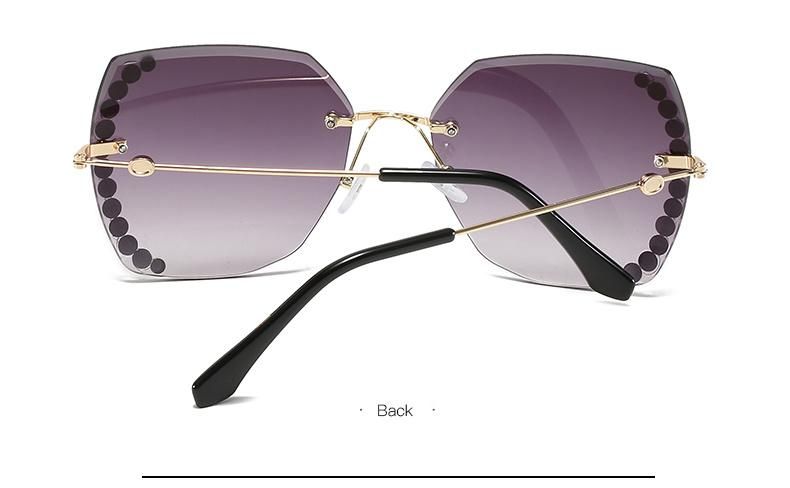 Diamond-Studded Sunglasses New Trend Frameless Trim Square Sunglasses Female Personality Ins Cross-Border Gradient Color Glasses