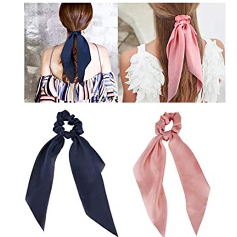 Colorful Elastic Elegant Hair Scrunchies with Bowknot Hair Band