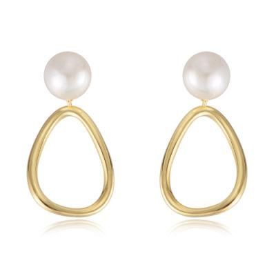 DIY Imitation Pearl Hollow Drop Earring Stud Irregular Jewelry for Women