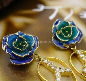 Fashion Jewelry of 24k Gold Rose Earring (EH047)
