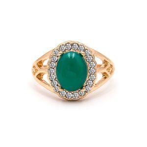 Fashion Imitation Jewelry Jade Stone Women Single Finger Statement Cocktail Ring
