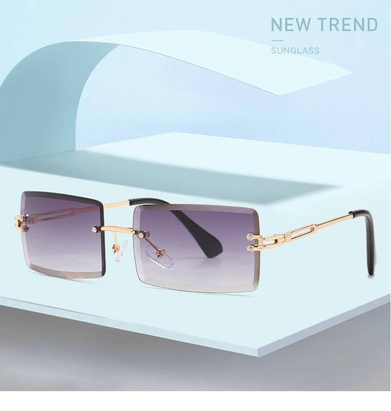 Small Square Sunglasses Women′ S Colorful Gradient Color Ins Sunglasses Rimless Personalized Glasses