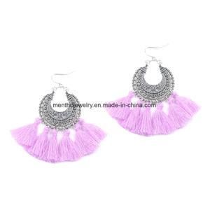 2017 New Bohemian Alloy Multicolor Tassel Earrings Fan Design Jewelry