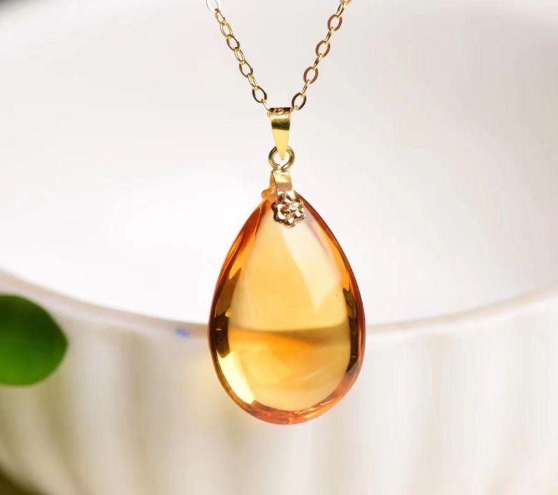 18K Gold Citrine Pendant China Donghai Crystal