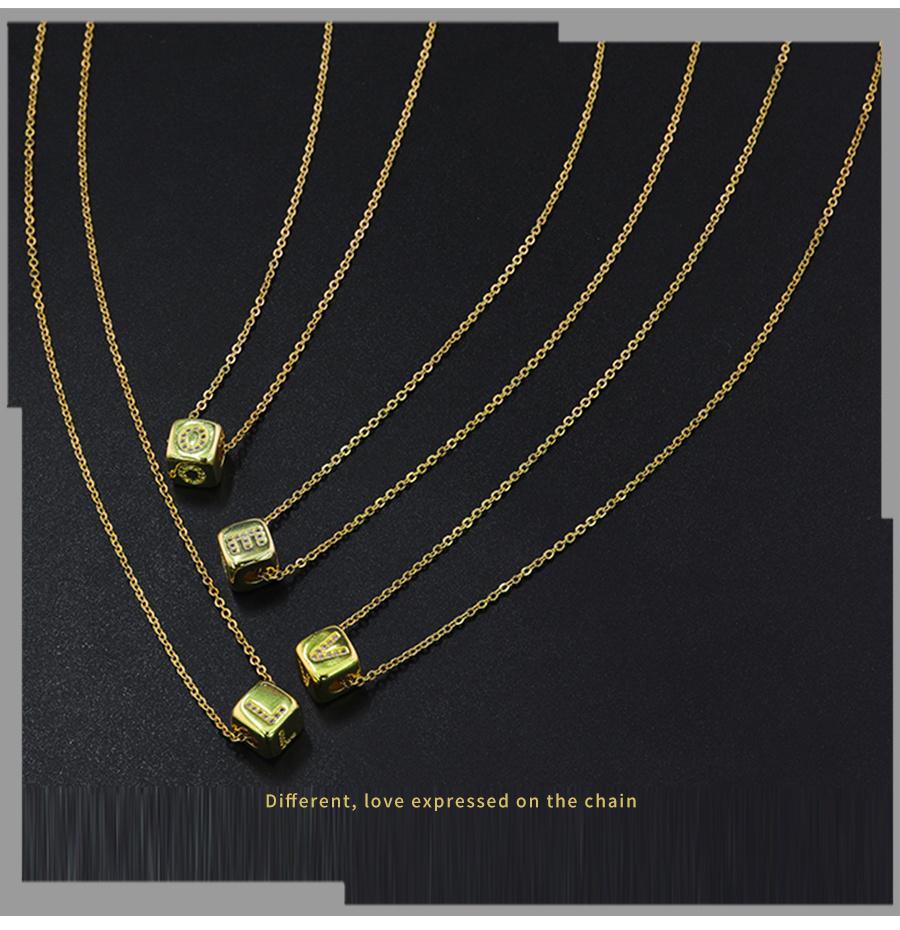 Four-Sided Square Cutout Letter Necklace with Diamond Pendant