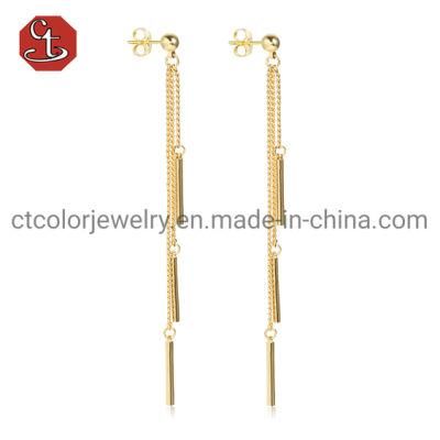 Fashion Silver Jewelry 18k Gold Tassel Earrings for Women Girls