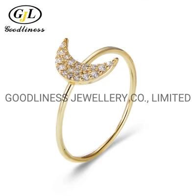 925 Sterling Silver Jewelry Micro Pave CZ Women Moon Rings