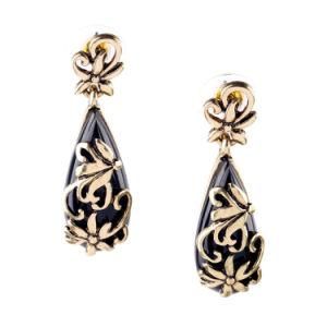 Exquisite Elegant Inlaid Diamond Engraved Flower Earrings Water Drop Design Pendant Fashion Jewelry