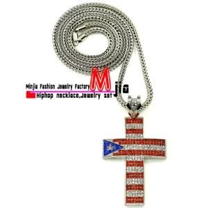 Zinc Alloy Puerto Rico Flag Cross Piece New Iced out Pendant (MJB652)
