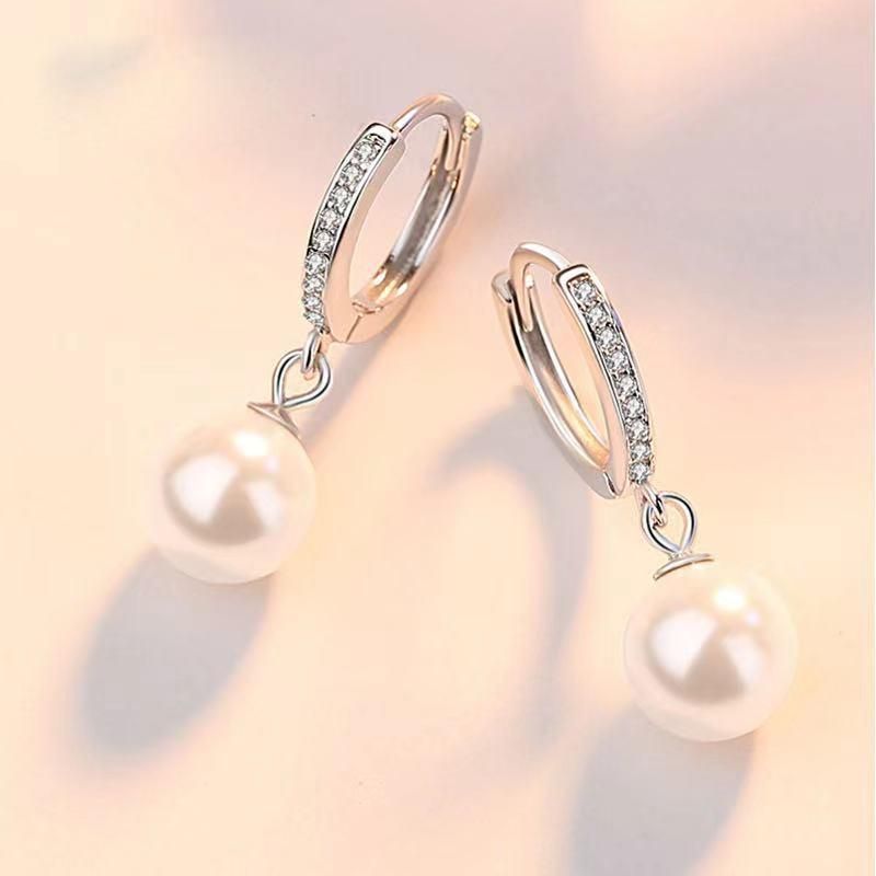 925 Sterling Silver Pearl Dangle Earrings for Women Graceful Accessories Fashion Earring Gift