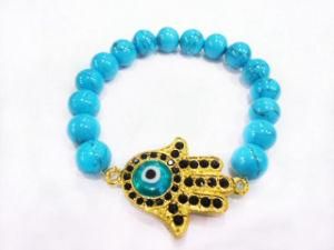 Shamballa Bracelet Jewelry Hamsa Chrams Macrame Bracelet Accessories with Blue Turquoise Beads