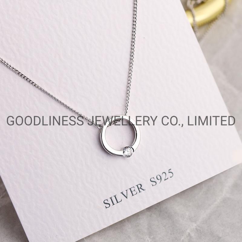 925 Sterling Silver Simple CZ Necklace Fine Jewelry