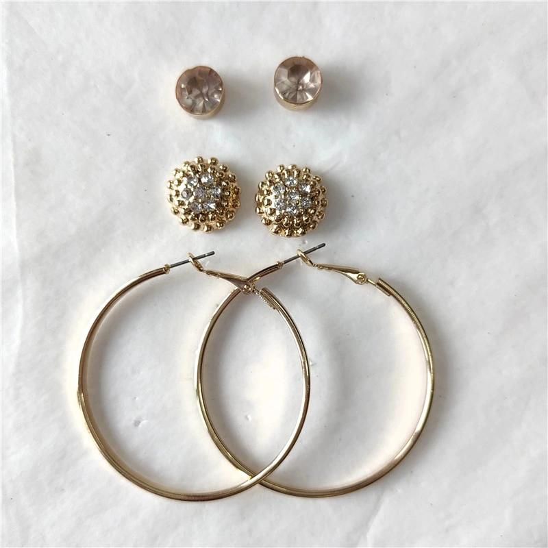Best Seller 9 Pairs Mulitple Earrings with Crystal Studs Dome Flower Teardrop and Square Hoop Glitter Paper Hoop Twisted Hoop