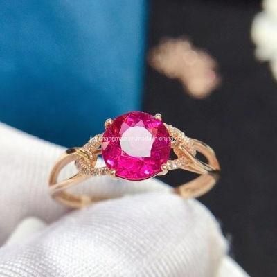 Elegant Rubellite Ring with South Africa Diomand China