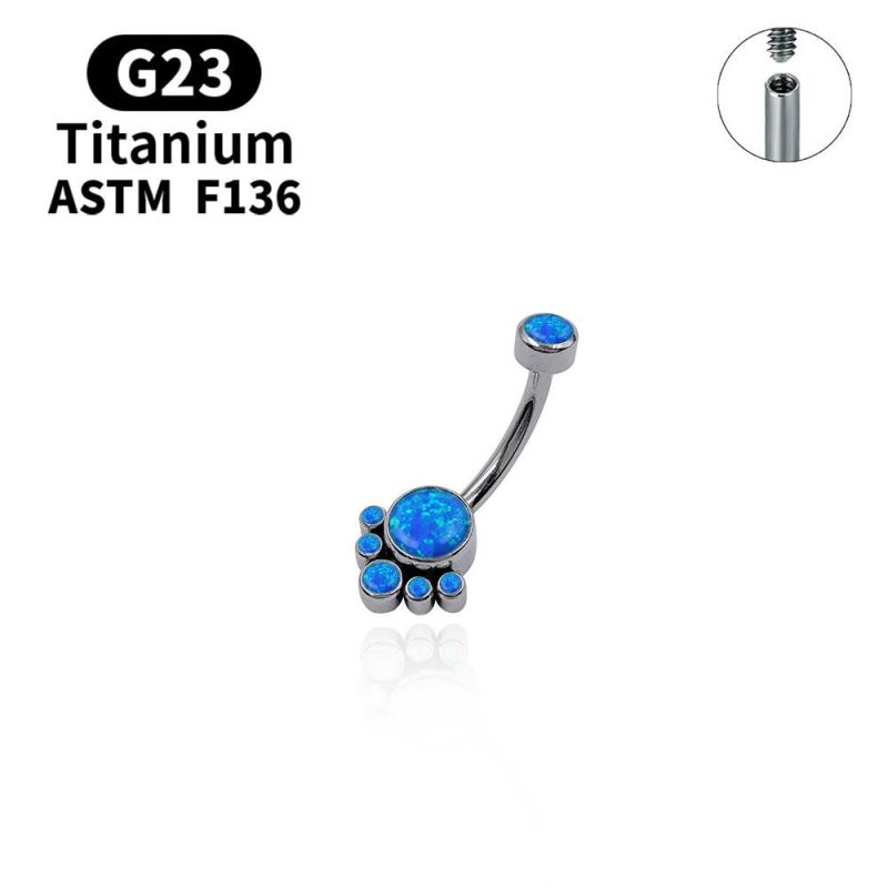 G23 Titanium Belly Button Rings 14G Pearl Belly Ring Whited/Blue Opal Navel Piercings Jewelry