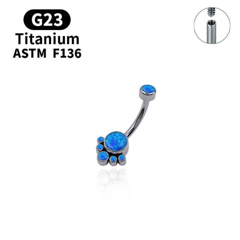 G23 Titanium Belly Button Rings 14G Pearl Belly Ring Whited/Blue Opal Navel Piercings Jewelry