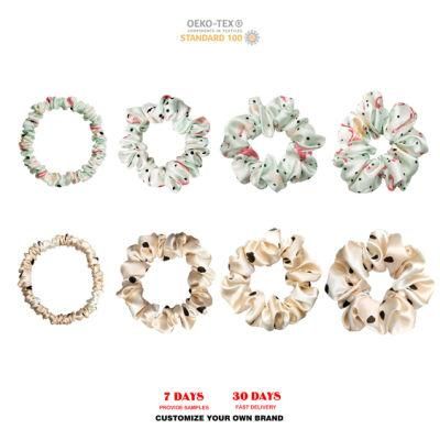 High Quality Printed Mulberry Silk Scrunchies for Girls
