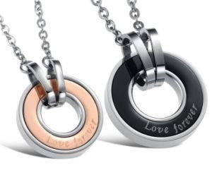 Fashion Couple Jewelry Wholesale Stainless Steel Rose Gold Black Circle Pendants Necklaces for Women Men Birthday Gifts
