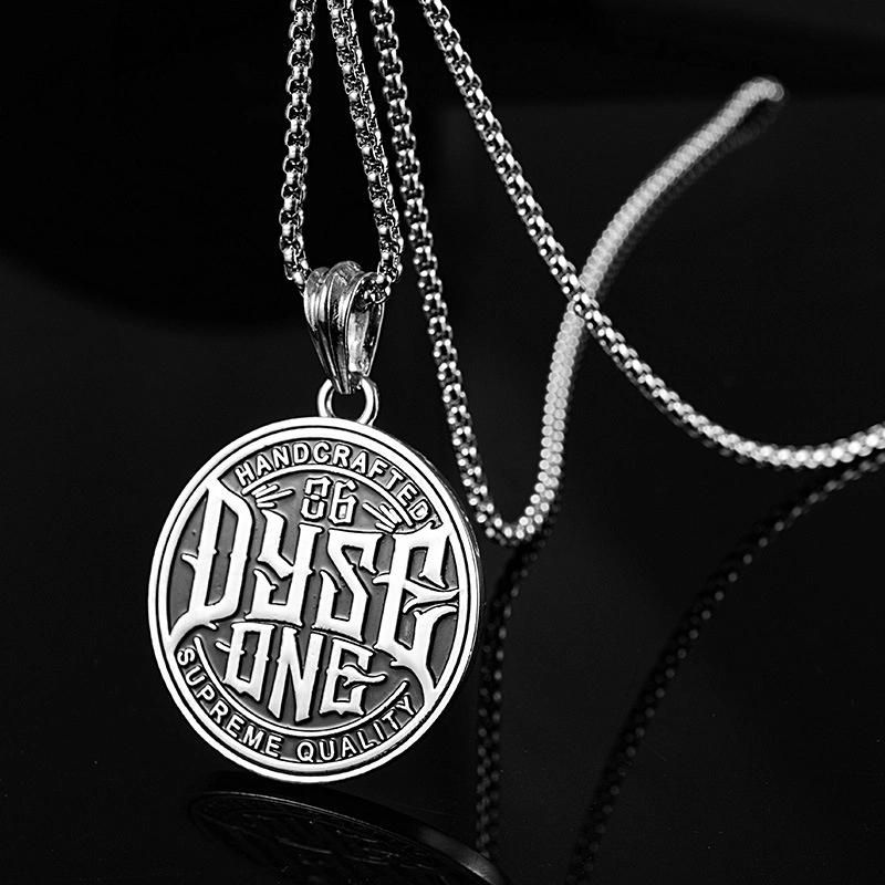 Men Hiphop Sweater Chain Round Double Sided Necklace