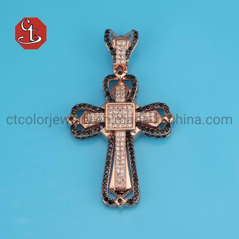 New Arrival Cross Pendant Silver Necklace With AAA Zircon Stone Faith Jewelry Wholesale Necklace for Men