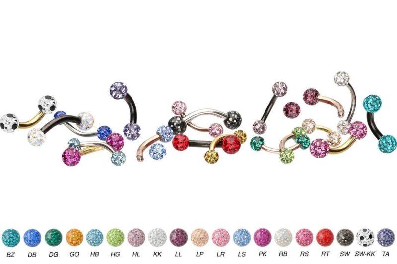 ASTM F136 Titanium Eyebrow Rings Curved Barbell Banana Epoxy Balls