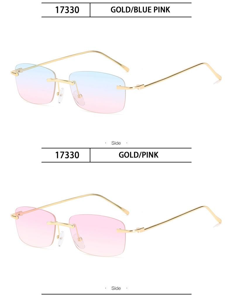 Rimless Sunglasses European and American Trend Female Gradient Color Square Ins Net Red Sunglasses Cross-Border Street Photography Glasses