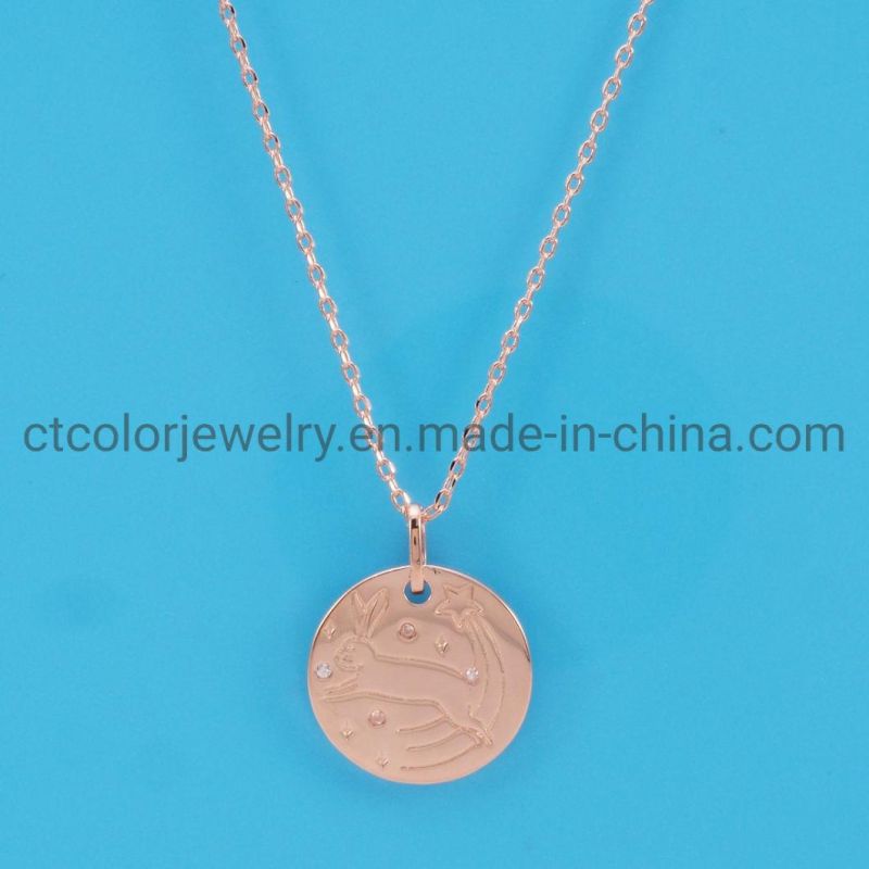 Fashion Jewelry 18K Rose Gold Plated ODM Sterling Silver Pendant Silver Necklace