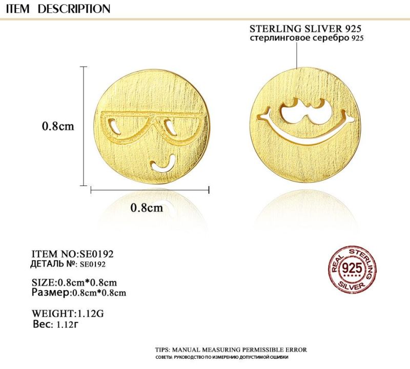 Smile Face Design Hollow out Sliver Ear Stud
