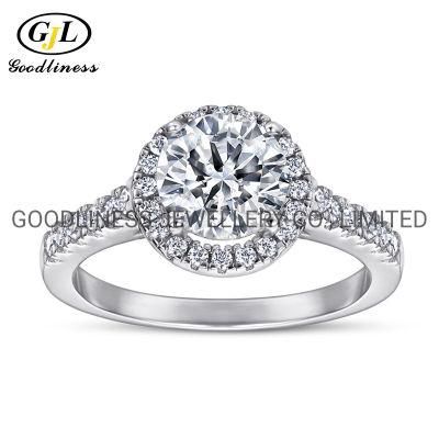 Women 925 Silver Engagement Halo Rings Fashion Jewelry