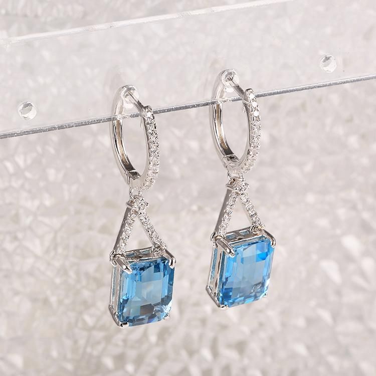 Fashion Accessories 925 Silver Factory Wholesale Big Cubic Zirconia Lab Diamond Moissanite Fashion Jewelry Women Jewellery Charm Earrings