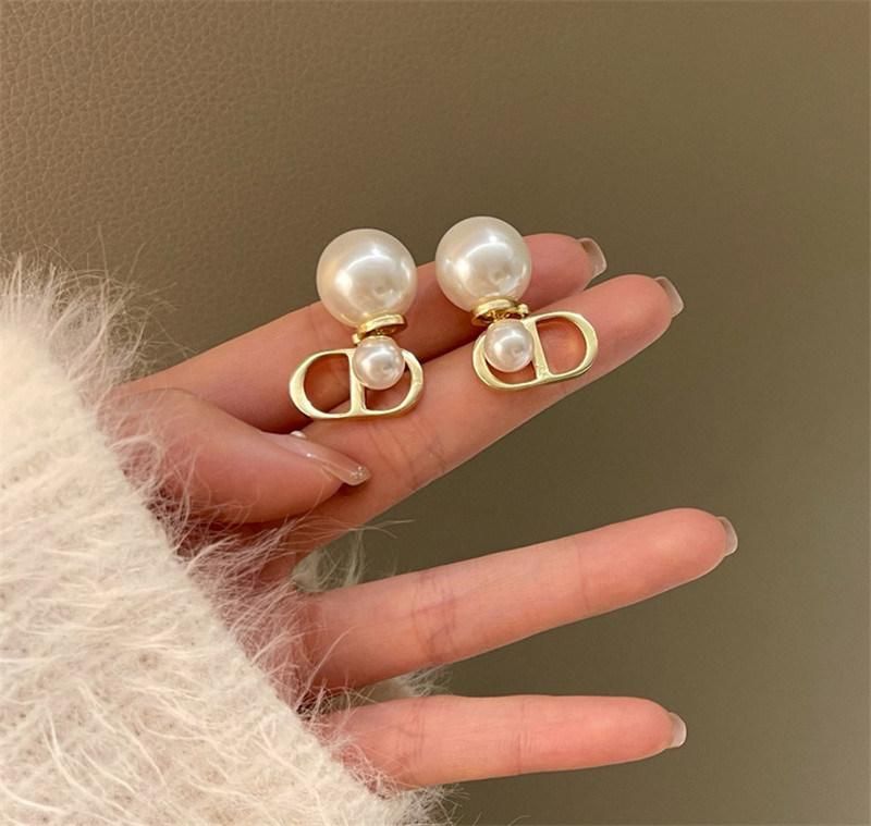 New Design Infinity Shape Front-Back Pearl Earrings for Women Fashion Accessories Jewelry