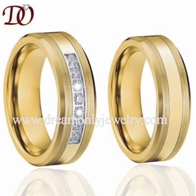 Top Selling Gold Tungsten Carbide Ring with 7 CZ Inlay Fashion Ring