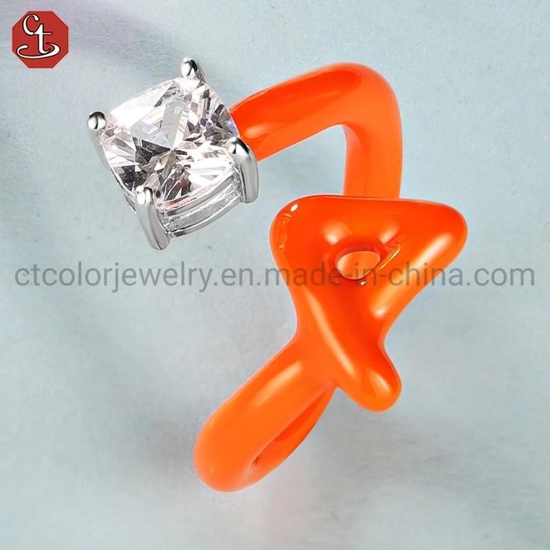 New design Enamel CZ colorful Earrings shaped with triangle Earring