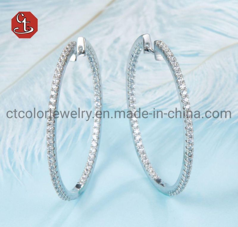 Simple Round Circle Earring Shiny Cubic Zircon Hoop Earring Fashion accessories Jewellery