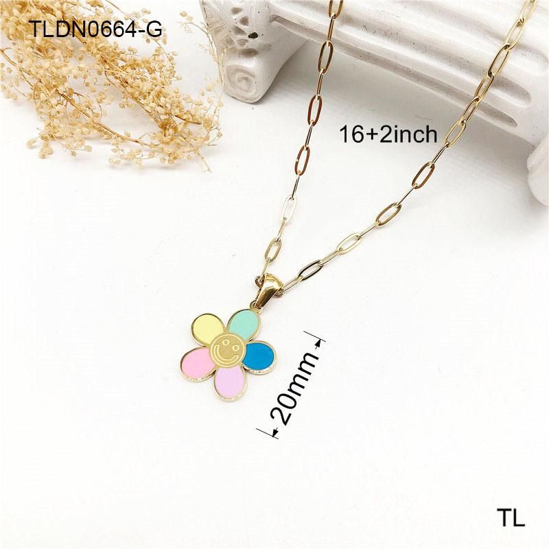 Manufacturer Custom High Quality New Arrivals Stainless Steel Boho Fashion Jewelry Wholesale Long Chain Flower Necklace