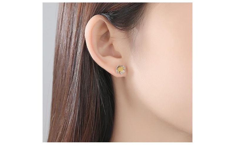 Blooming Flowers Silver Jewelry Stud Earrings for Ol