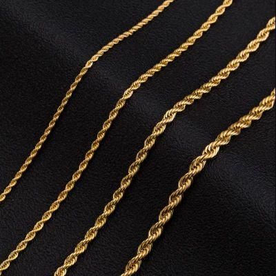 Fashion Accessories Chain 2-6mm Twist Rope Gold Plated Necklace Jewelry for Custom Jewelry