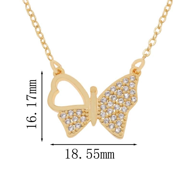 Wholesale Butterfly 18K Gold Girl Pave Zircon Jewelry Necklace