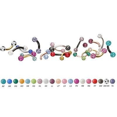 ASTM F136 Titanium Eyebrow Rings Curved Barbell Banana Epoxy Balls