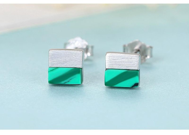 Fashion Jewelry Round Pearl Stud Double Colors Square Earrings