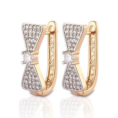 Women Fashion 14K 18K Gold Plated Costume Imitation Jewelry with CZ Pearl Huggie Hoop Earring