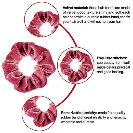 12 PCS Pink Series Hair Scrunchies Velvet Elastic Hair Loop Band Scrunchy Hair Ties Ropes Scrunchies for Women or Girls