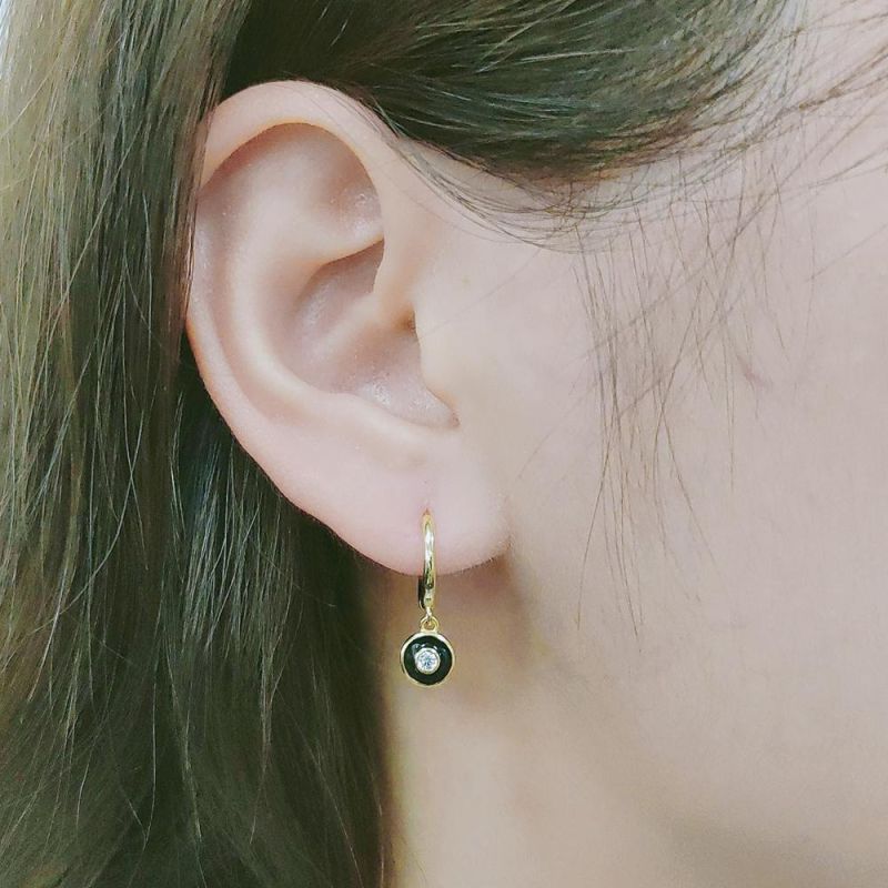 Fashion Charming Zircon Stone Jewellery Silver 925 Round Enamel Earrings