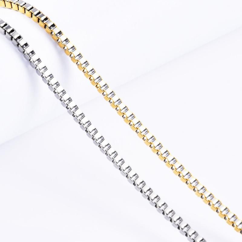 Wholesale Gold Plated Gold Silver White Rose Gold Box Link Chain Necklace Cut Meters for Men Women