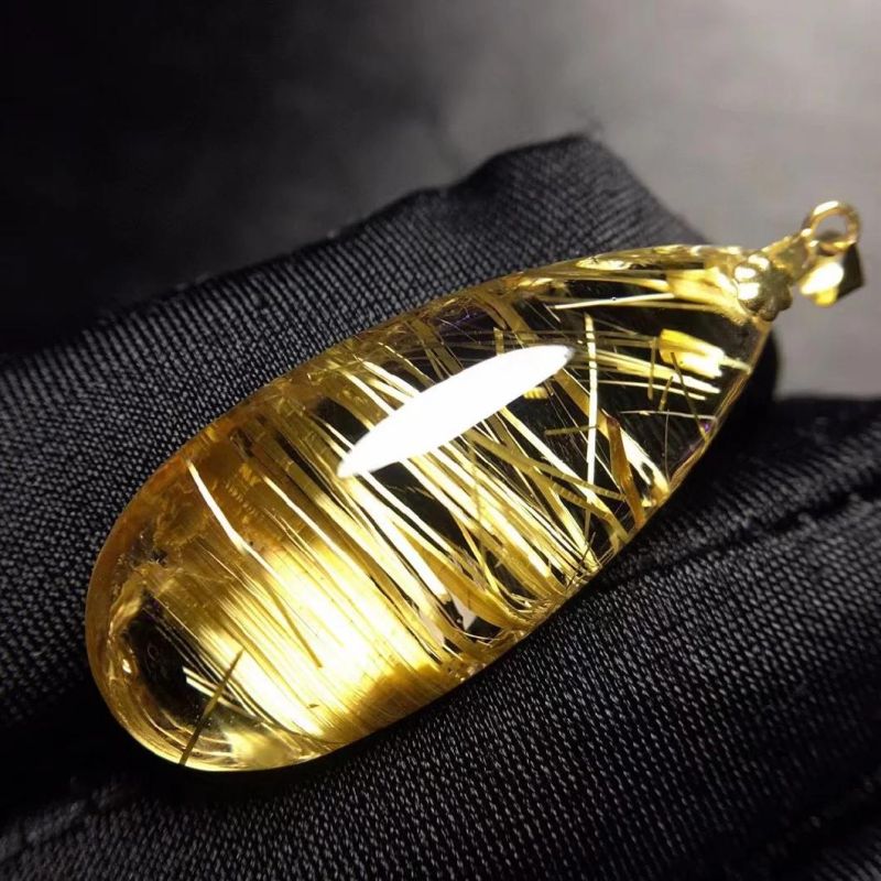 High Quality Gold Rutilated Quartz Pendants China Crystal