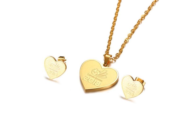 Custom Heart Jewelry Set Engrave Laser Logo Factory on Tag