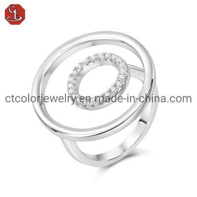 925 Silver Circular Creative Ring New Opening Adjustable Simple Design Ring