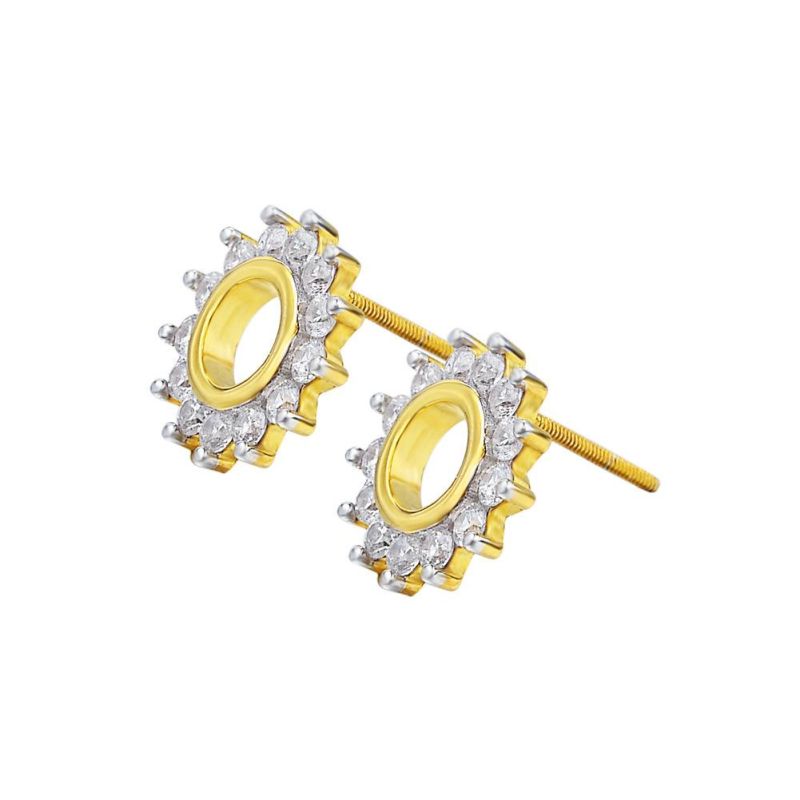Men Jewelry 925 Plated Hollow Round Flower Hip Hop Earrings