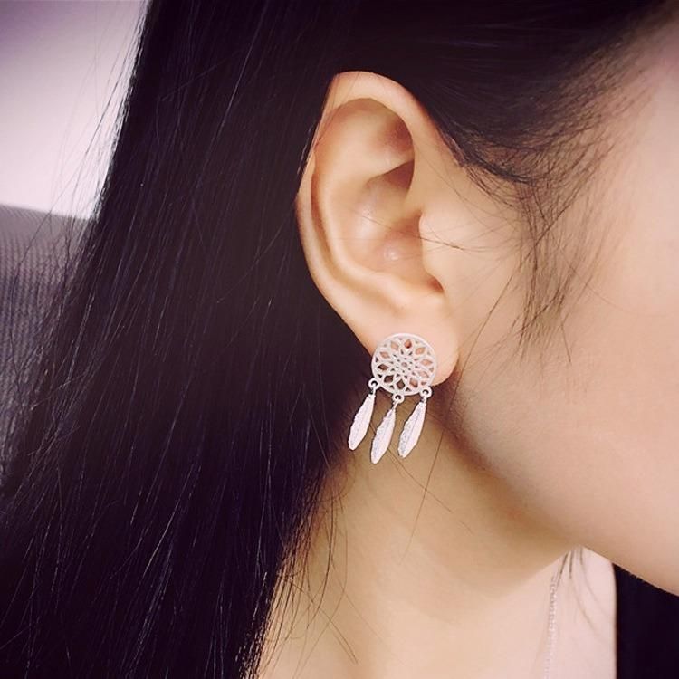 Women′s Bohemian Dream Catcher Feather Shape Earrings