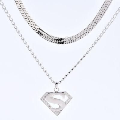 Fashion Jewelry Long Multilayer Herringbone Necklace for Hip Hop Girl Men Stainless Steel